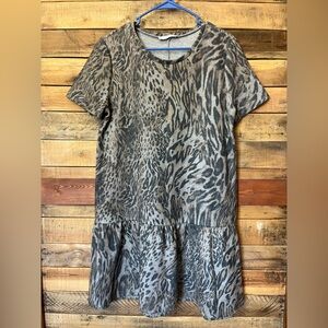 Zara Basic Gray Animal Print Mini Dress
